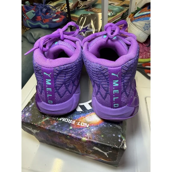 PUMA Melo MB.01 Youth Purple Glimmer Basketball Shoes Size 4 - Picture 2 of 9